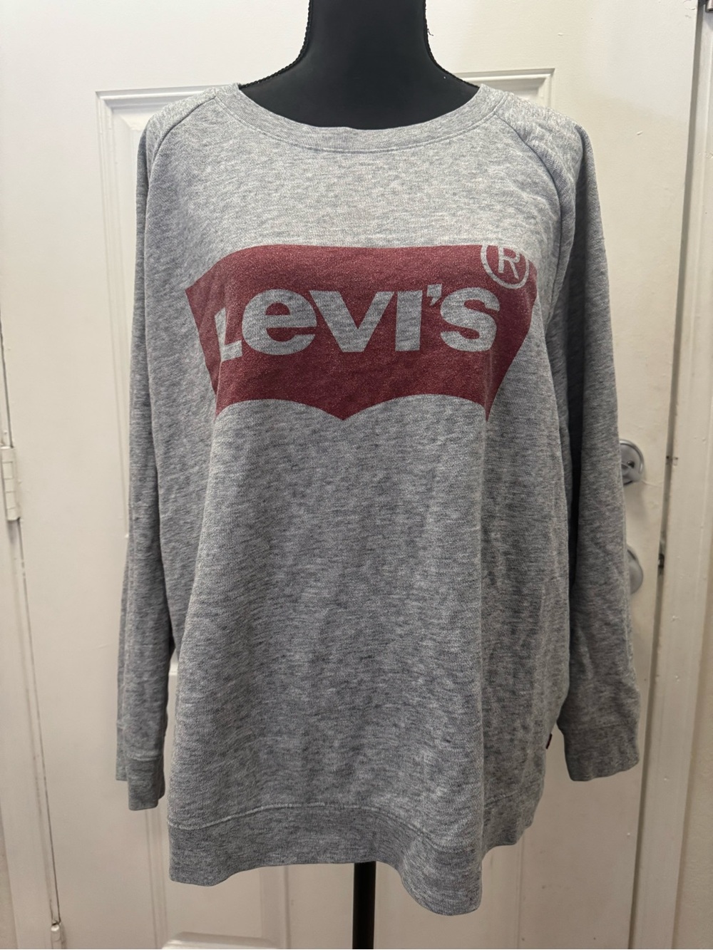 Levi's Gray Crewneck Sweatshirt with Red Logo